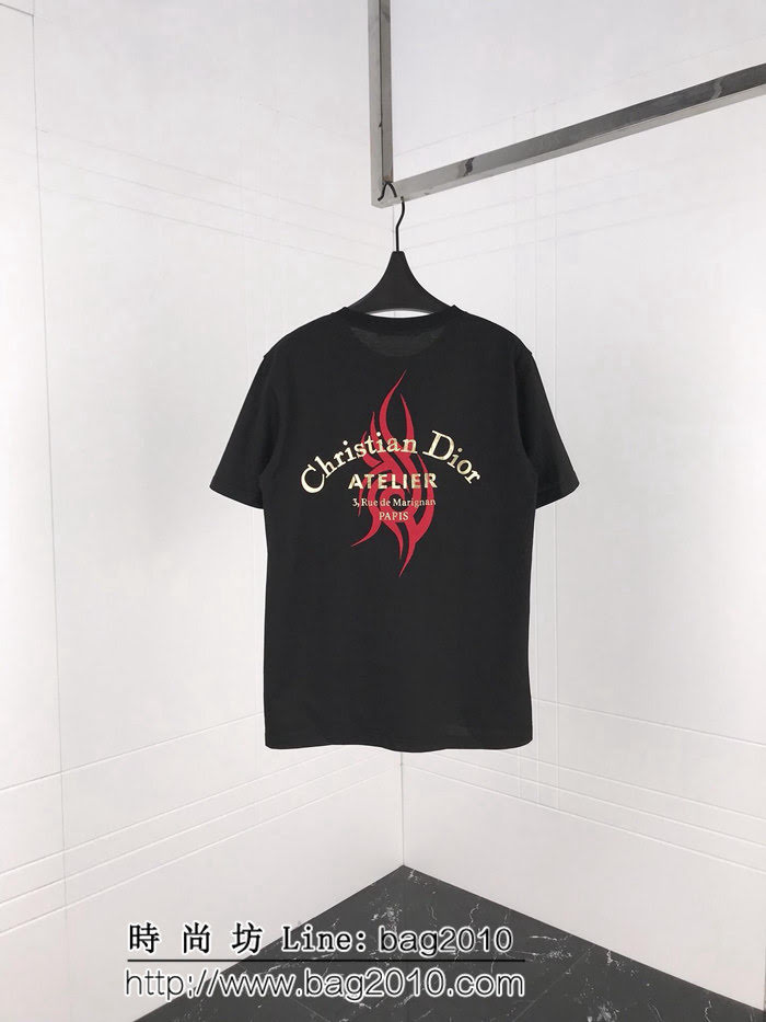 DIOR迪奧 2019SS新品 歐洲專櫃同款 最新印花 絲光棉白色短袖 情侶款 ydi1840